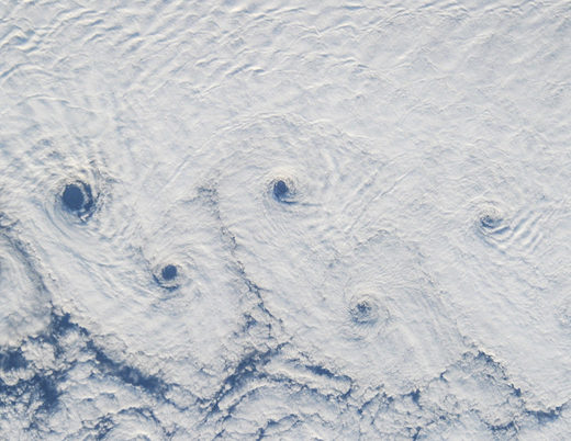 Click to enlarge Cyclon clouds near Kamchatka