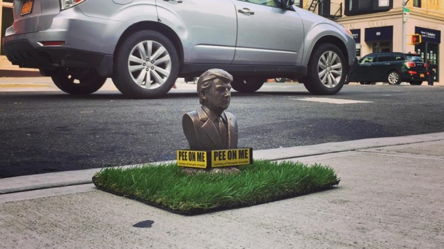 trump pee on me statue