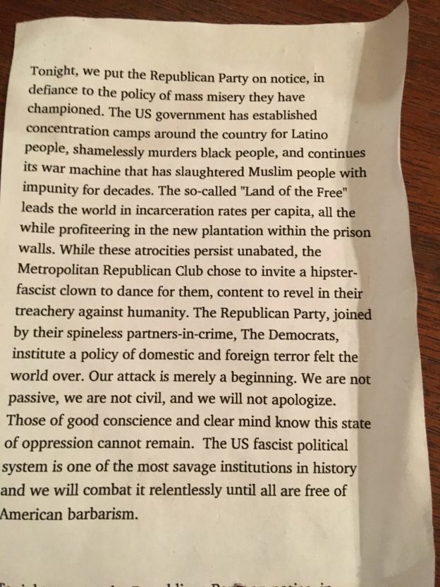Antifa note