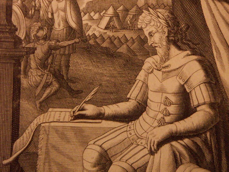 Marcus Aurelius writing his Meditations.