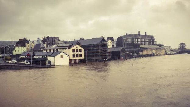 River levels in Carmarthen have been rising