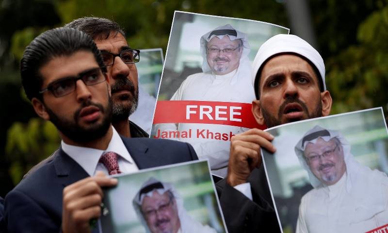 Click to enlarge Jamal Khashoggi protesters
