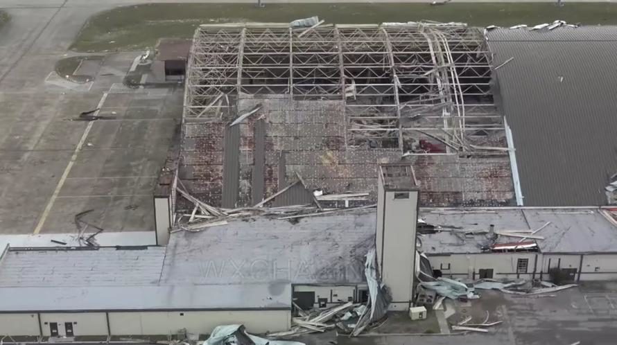 Click to enlarge Tyndall Air Base hangar Michael damage 2
