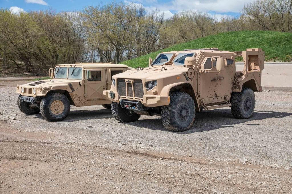 unarmored HMMWV and  armored JLTV