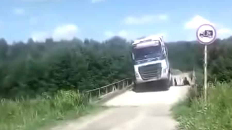Truck on bridge