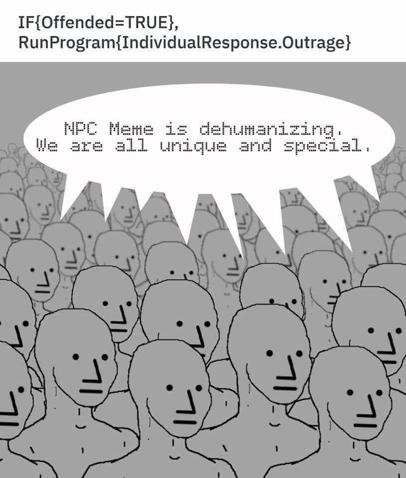 Click to enlarge npc offended meme