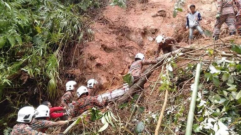 Rescue officials at the scene.
