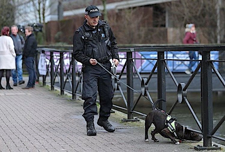 Brit Cop and dog