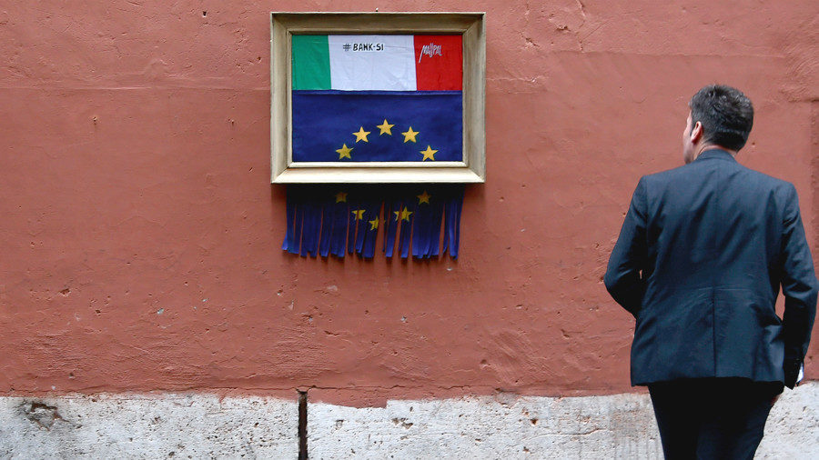 Banksy EU Italy flags