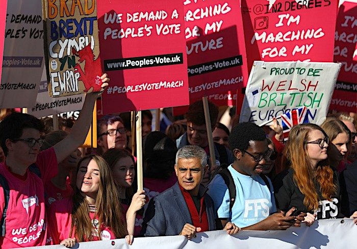 Click to enlarge London Mayor, Sadiq Khan,protesters