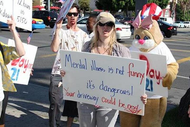 Click to enlarge protesters mental illness