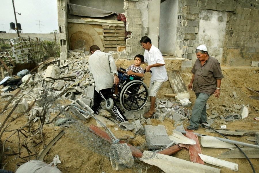 disabled palestinina gaza rubble