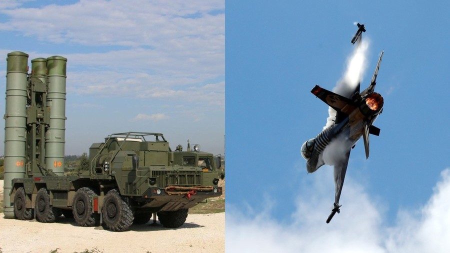 S-400 anti-aircraft system  F-16 fighter jet