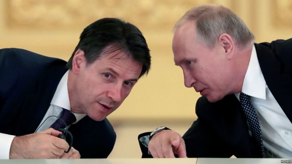 Vladimir Putin and Giuseppe Conte