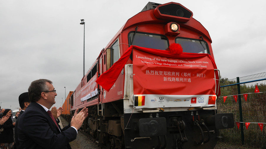 The first Zhengzhou-Liege cargo train leaves Liege Belgium