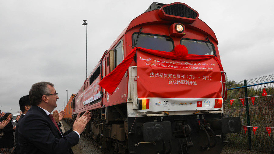 Click to enlarge The first Zhengzhou-Liege cargo train leaves Liege Belgium