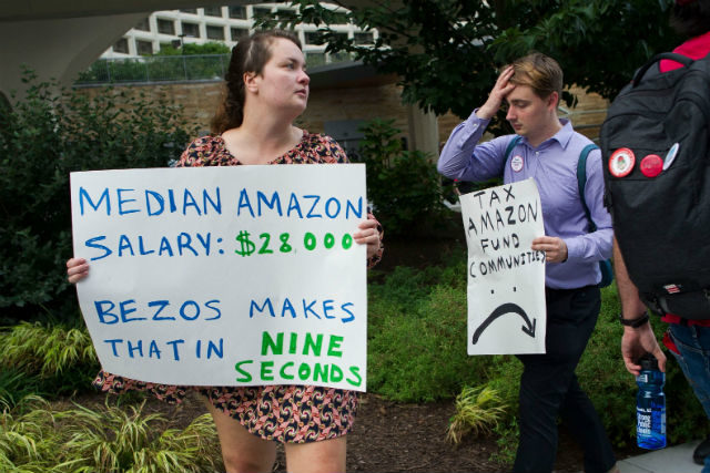Click to enlarge Protesters Amazon