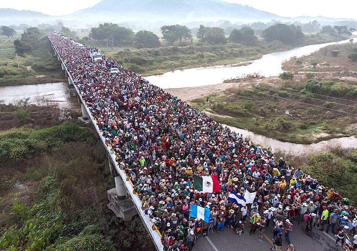 Aerial view marchers