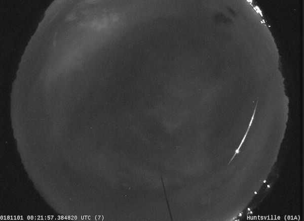 A fireball streaked across the night sky above North Alabama