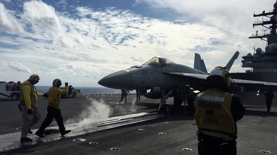 Click to enlarge USS Ronald Reagan during Keen Sword military drills, November 3, 2018
