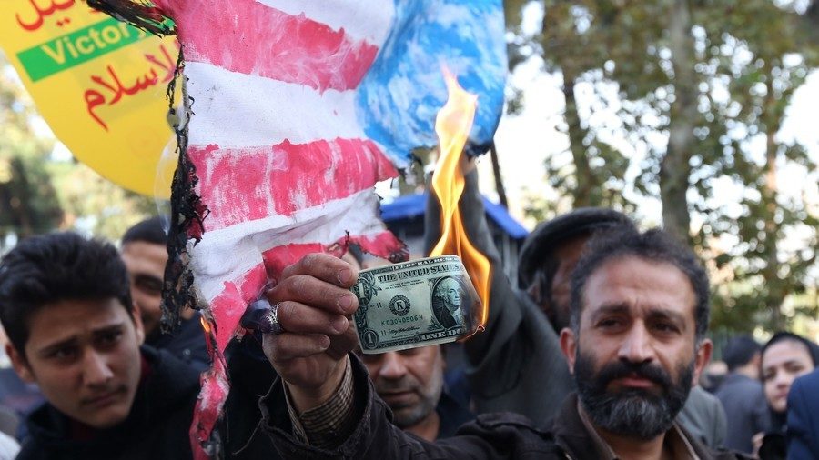 A demonstration outside the former US embassy in the Iranian capital Tehran on November 4, 2018
