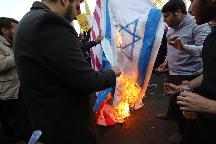 Click to enlarge A demonstration outside the former US embassy in the Iranian capital Tehran on November 4, 2018