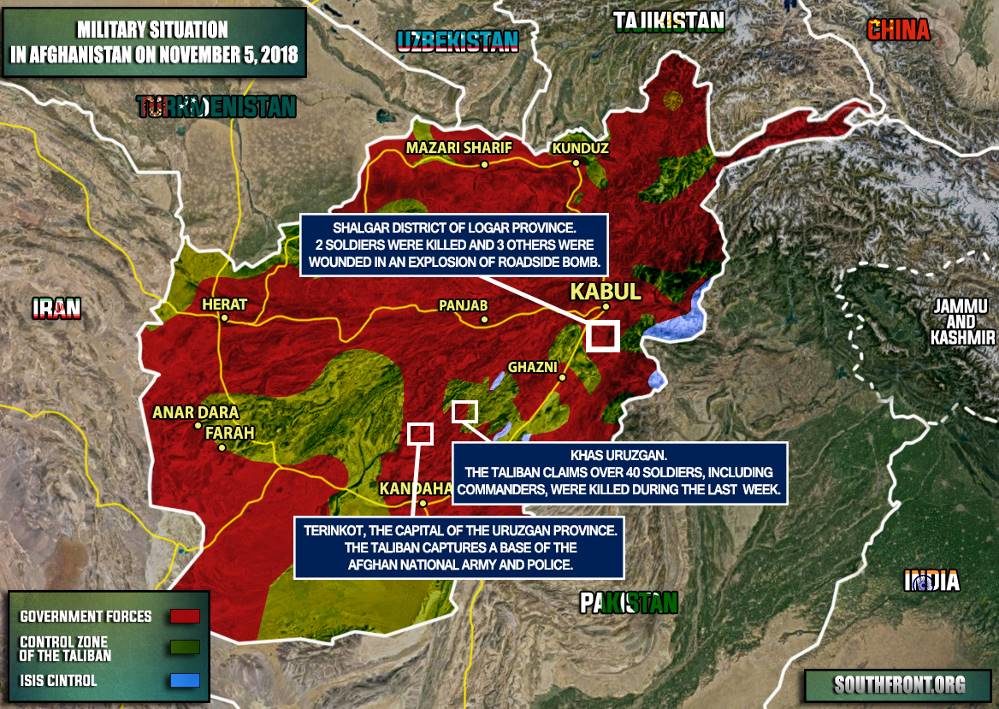 Click to enlarge Afghanistan military territory control Nov. 4-5, 2018