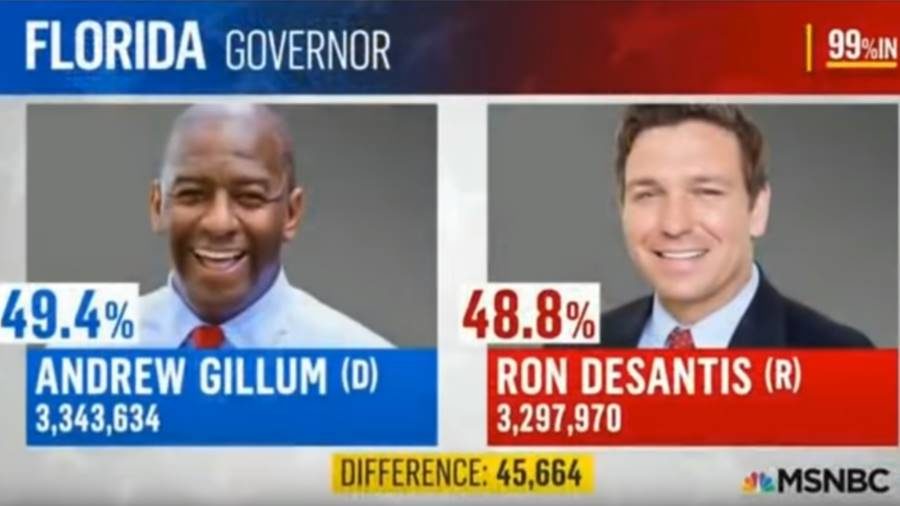 Click to enlarge MSNBC gillum desantis election fake result