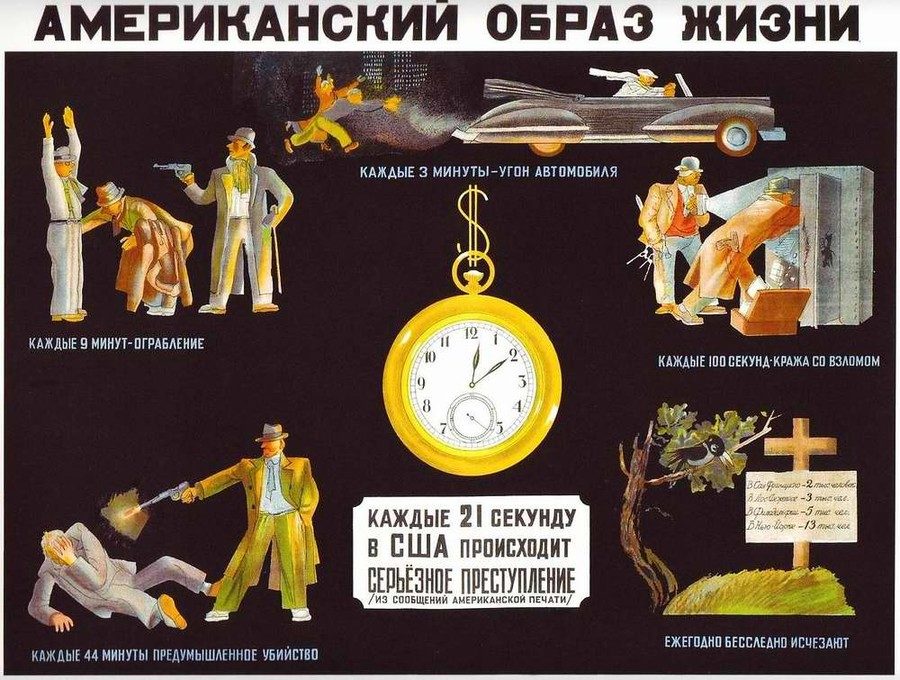 US crime rate statistics Soviet cartoon