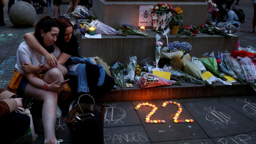 Click to enlarge Ariana Grande concert bombing mourners