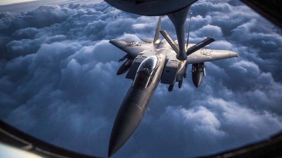 A US Air Force F-15 aerial refueling