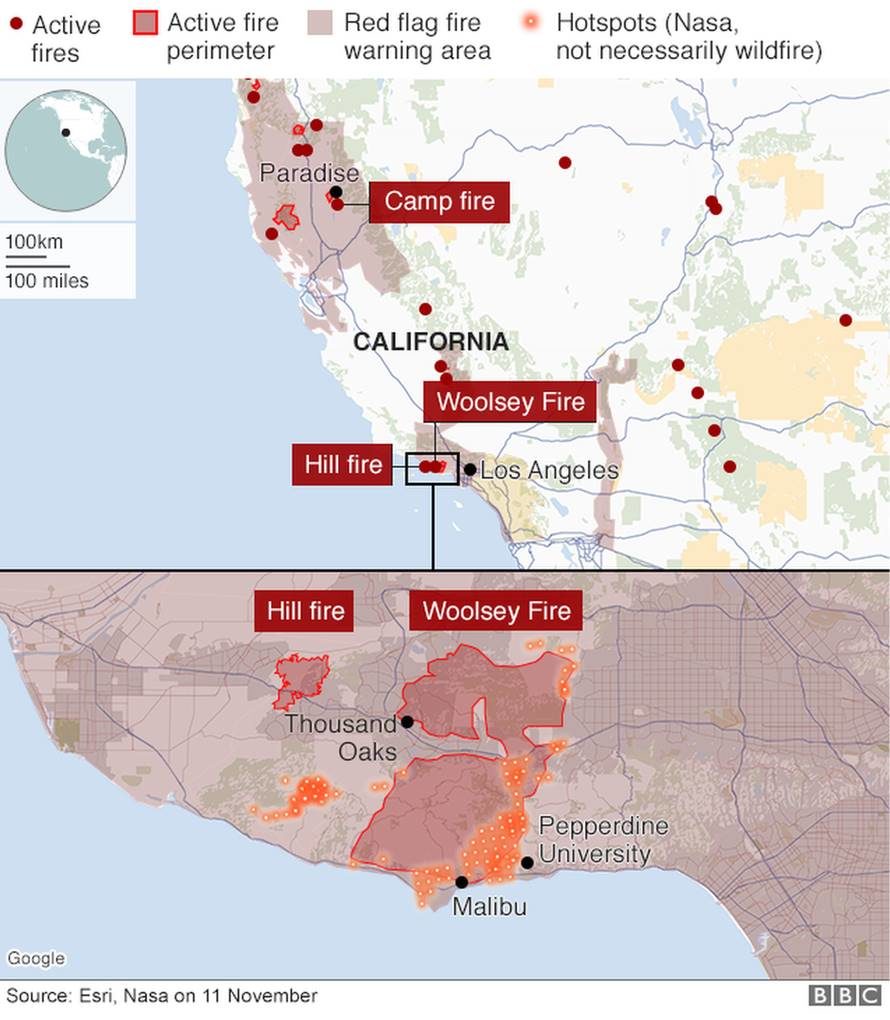 Click to enlarge california wildfires 2018 camp fire woolsey fire