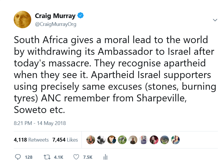 Click to enlarge craig murray twee south africa israel apartheid