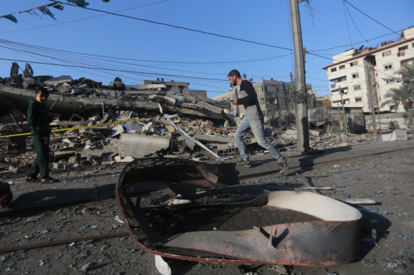 Click to enlarge Israeli airstrike al-Aqsa television station.