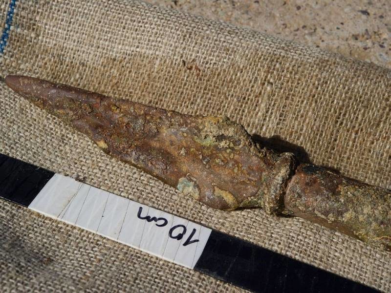 Click to enlarge bronze spear Antikythera wreck