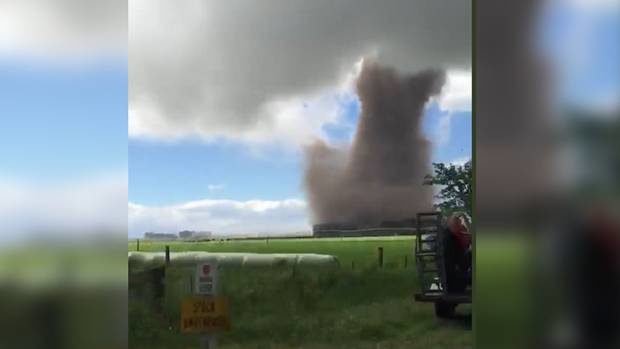 Click to enlarge The twister was captured by local resident Alesha Plew as she and her husband were driving along State Highway 1 north of Ashburton.