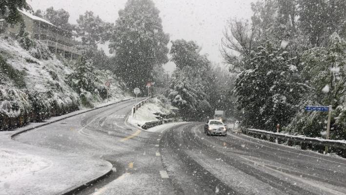 Snow at Arthurs Point near Queenstown on Monday morning.