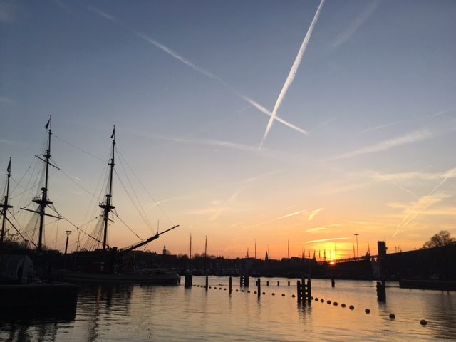 Sunset over Amsterdam.