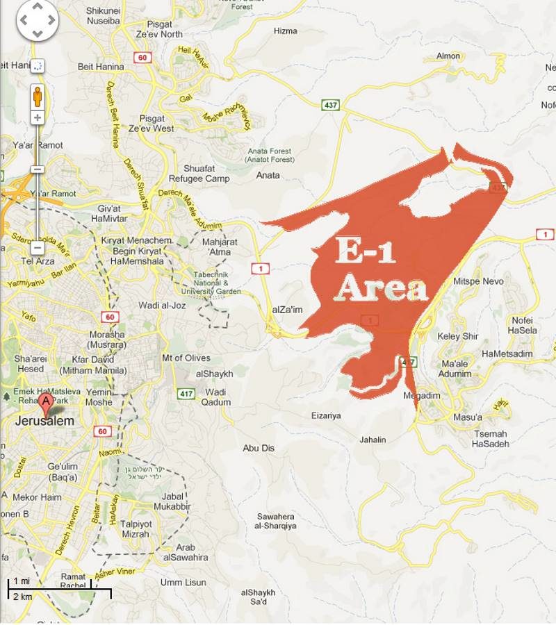 Click to enlarge E-1 area corridor jerusalem