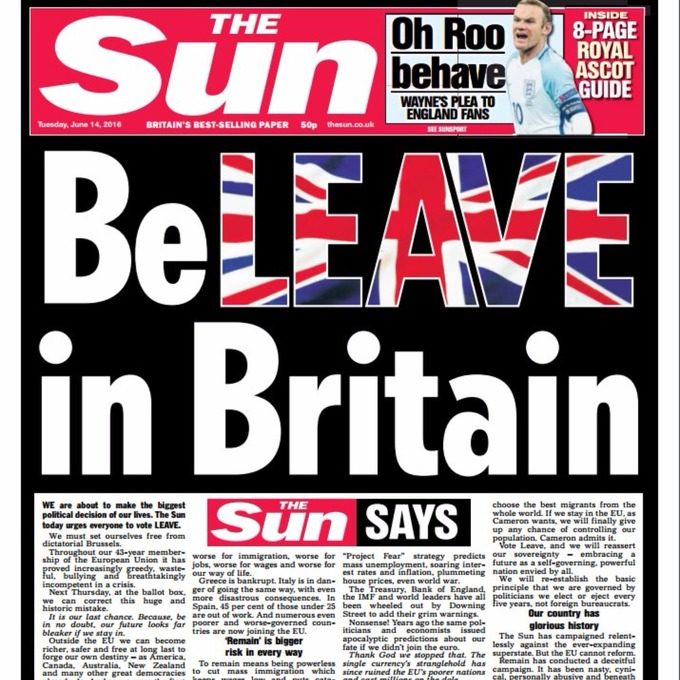Click to enlarge Sun paper Brexit headline