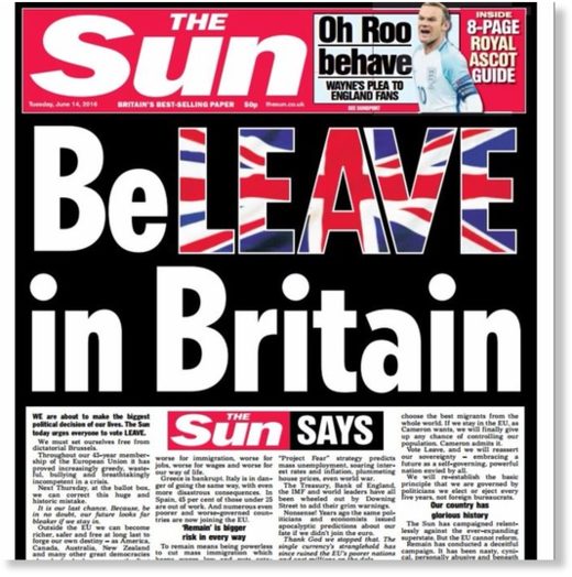 Sun paper Brexit headline