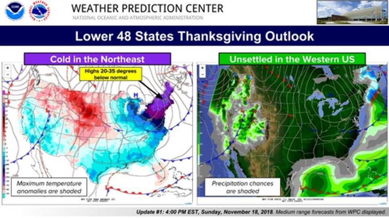 2018 coldest thanksgiving US northeast