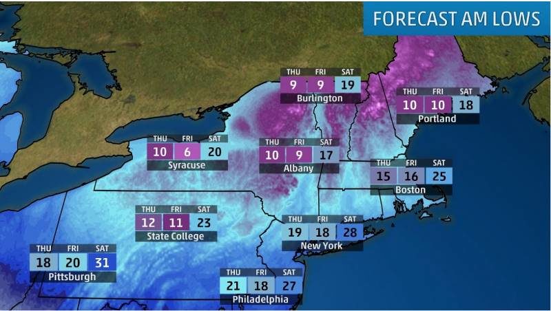 Click to enlarge 2018 thanksgiving low temperatures