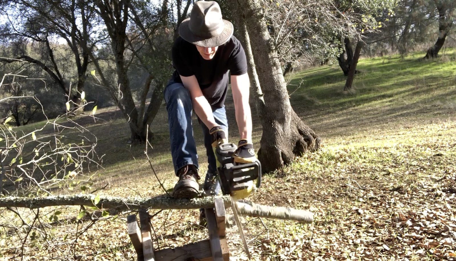 cutting wood