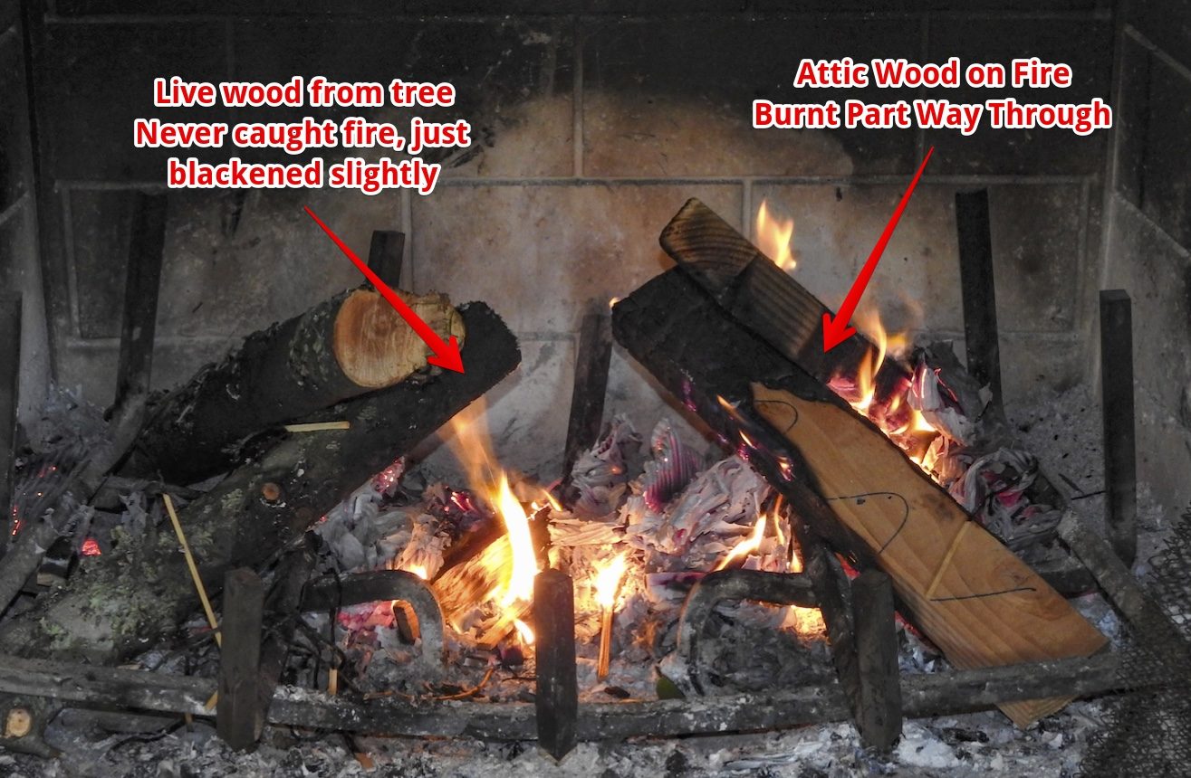 burning wood