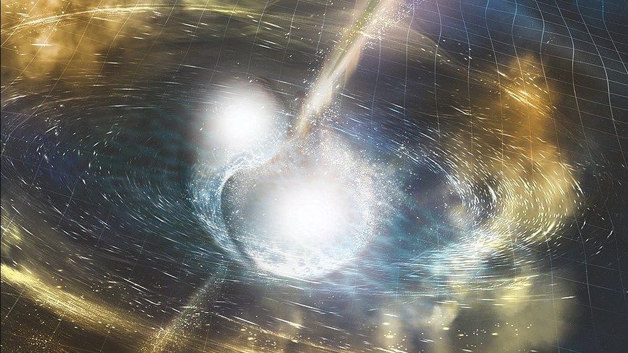 Illustration of a gamma ray burst in space