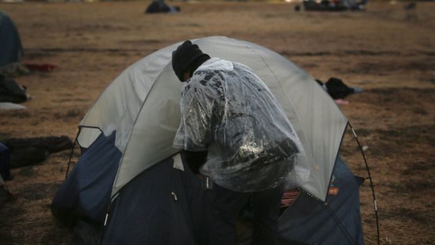 Click to enlarge Some fire evacuees have been forced into tents after losing their homes