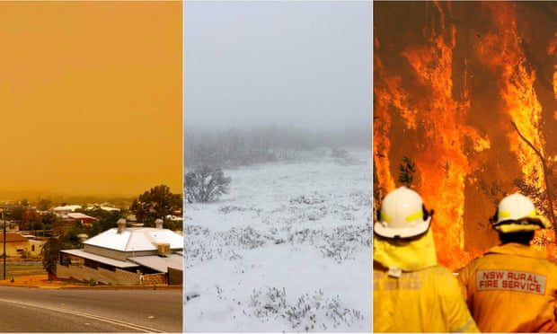 australia dust storm snow fire