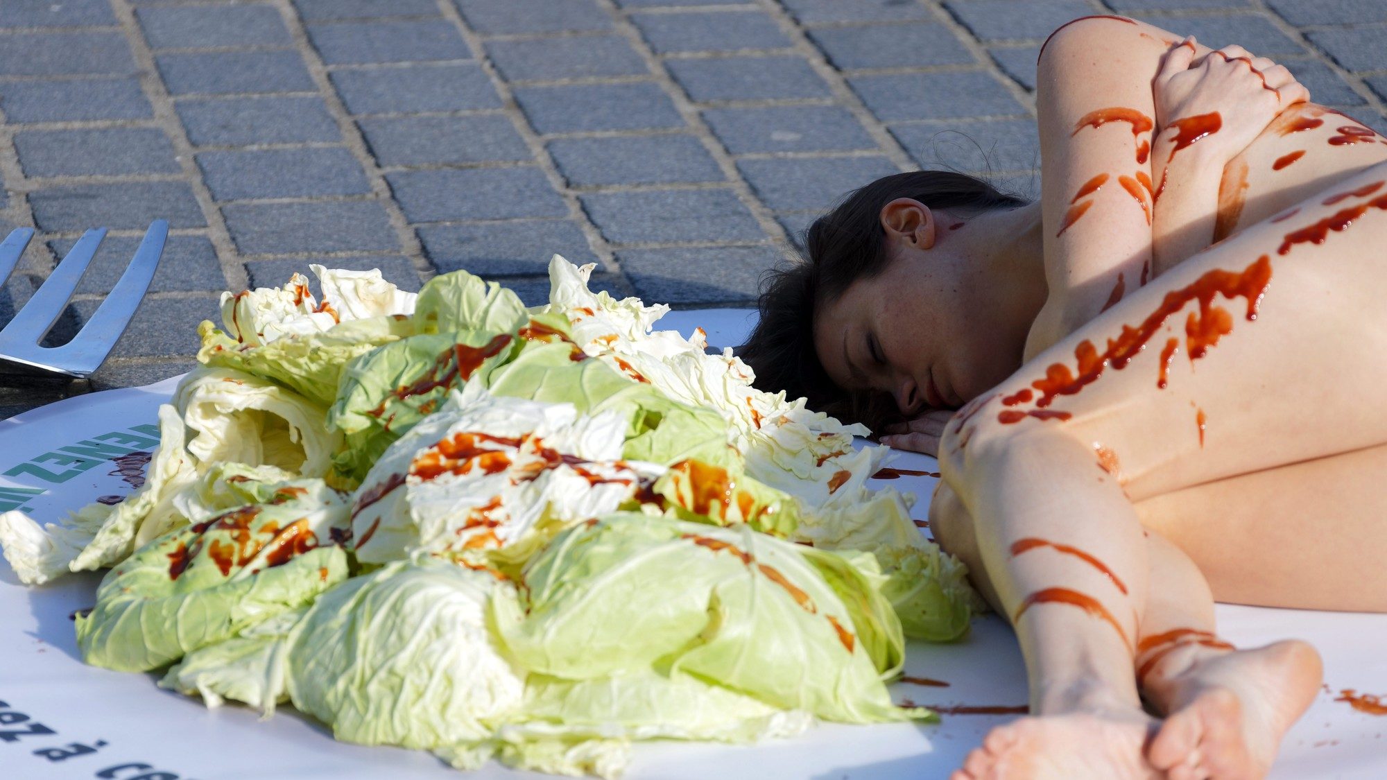 vegan protester