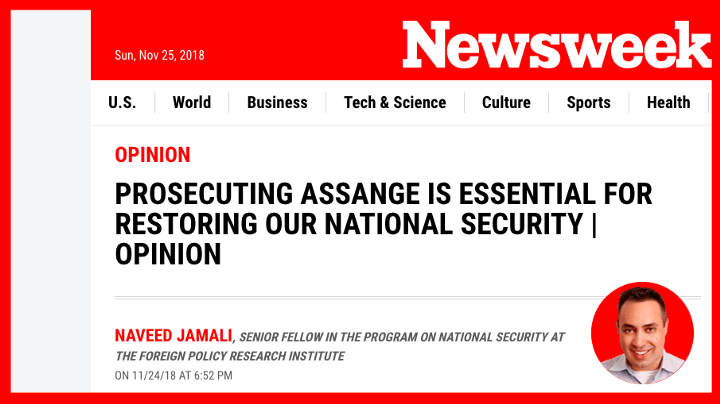 newsweek headline Assange